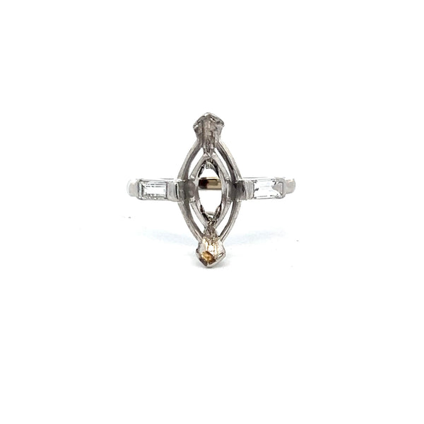 0.30 Carat Baguette Shape G VS Diamond Platinum Semi Mount Ring
