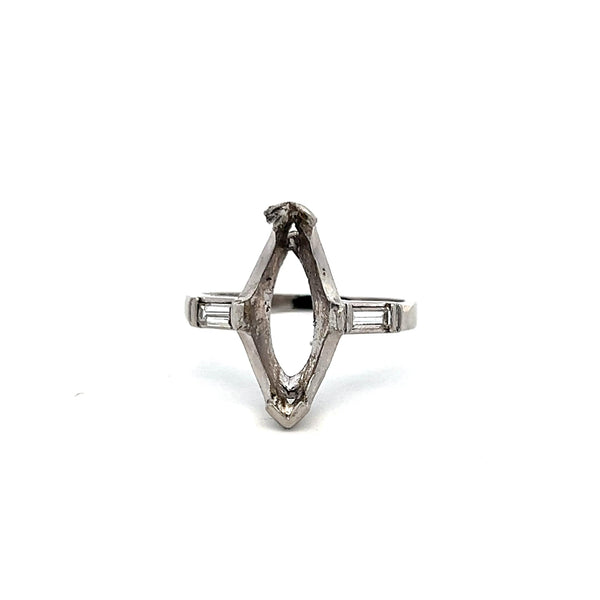 0.20 Carat Baguette Shape G VS Diamond Platinum Semi Mount Ring