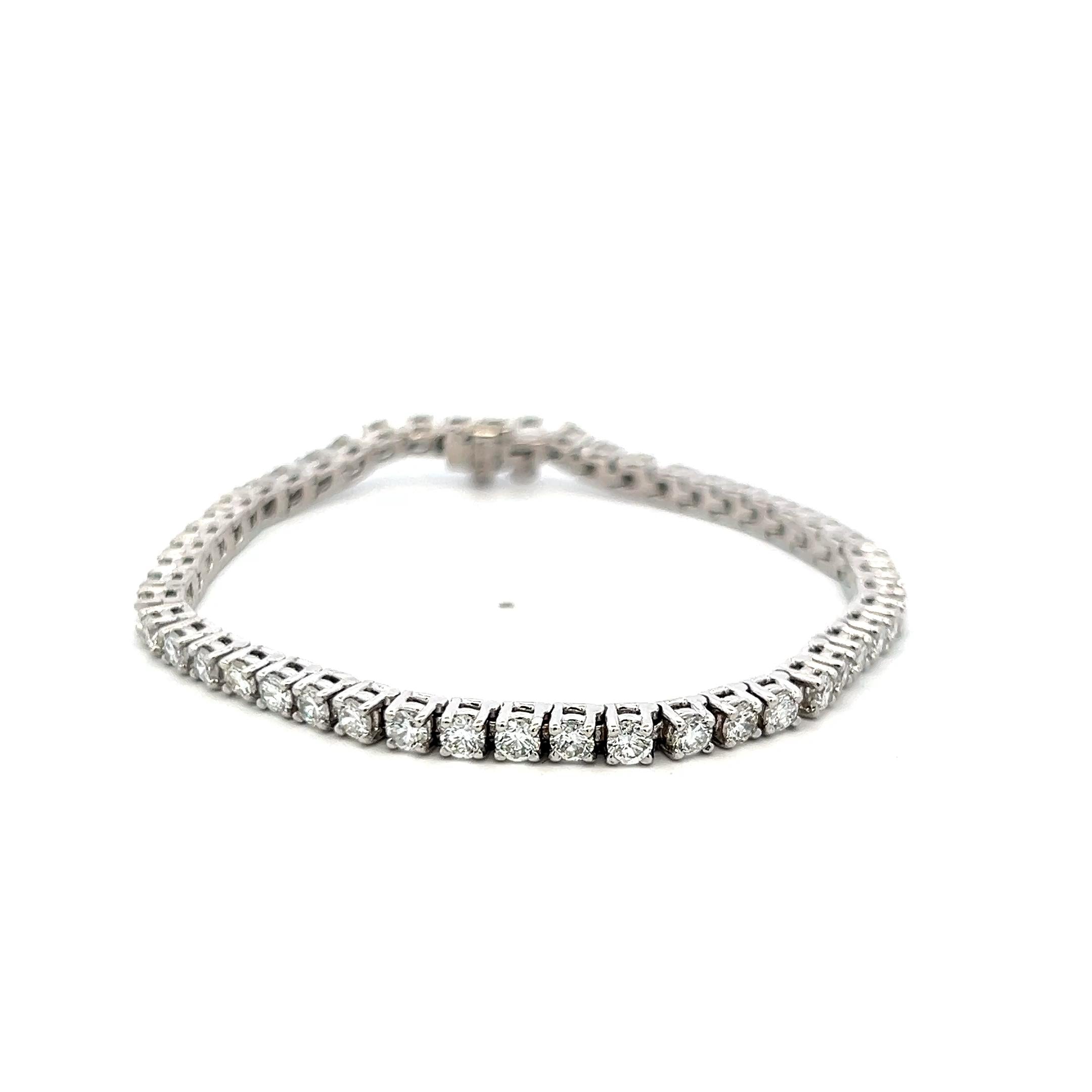 5.20 Carat Round Brilliant G VS Diamond 18 Karat White Gold Tennis Bracelet