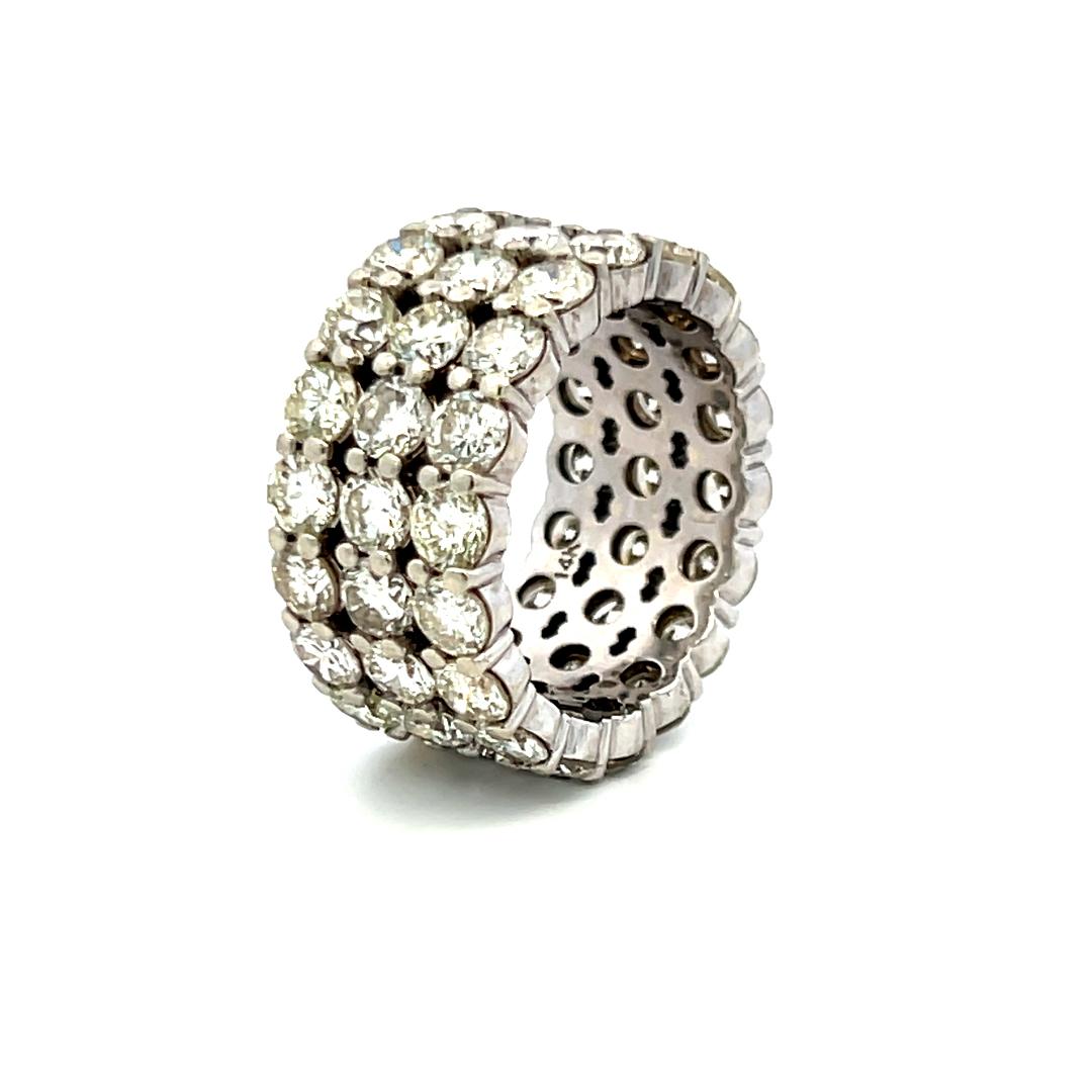 Vintage Platinum Band Ring with 10 Carat Round I SI Diamonds Size 8