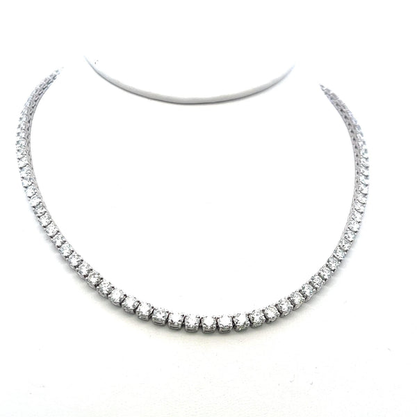 20.33 Carat Round Brilliant G VS Diamond 14 Karat White Gold Riviera Necklace