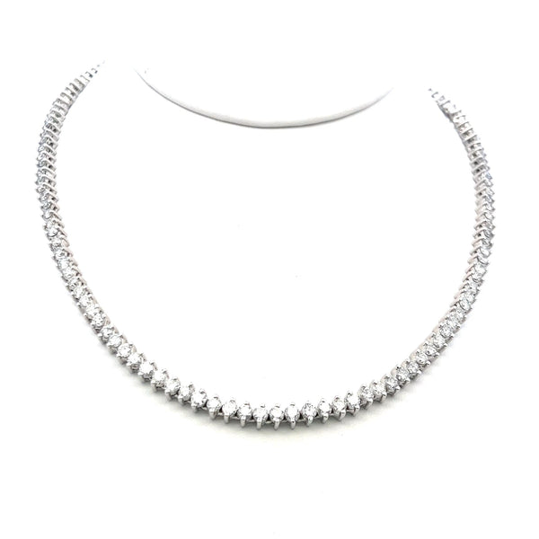 10.00 Carat Round Brilliant G VS Diamond 18 Karat White Gold Riviera Necklace