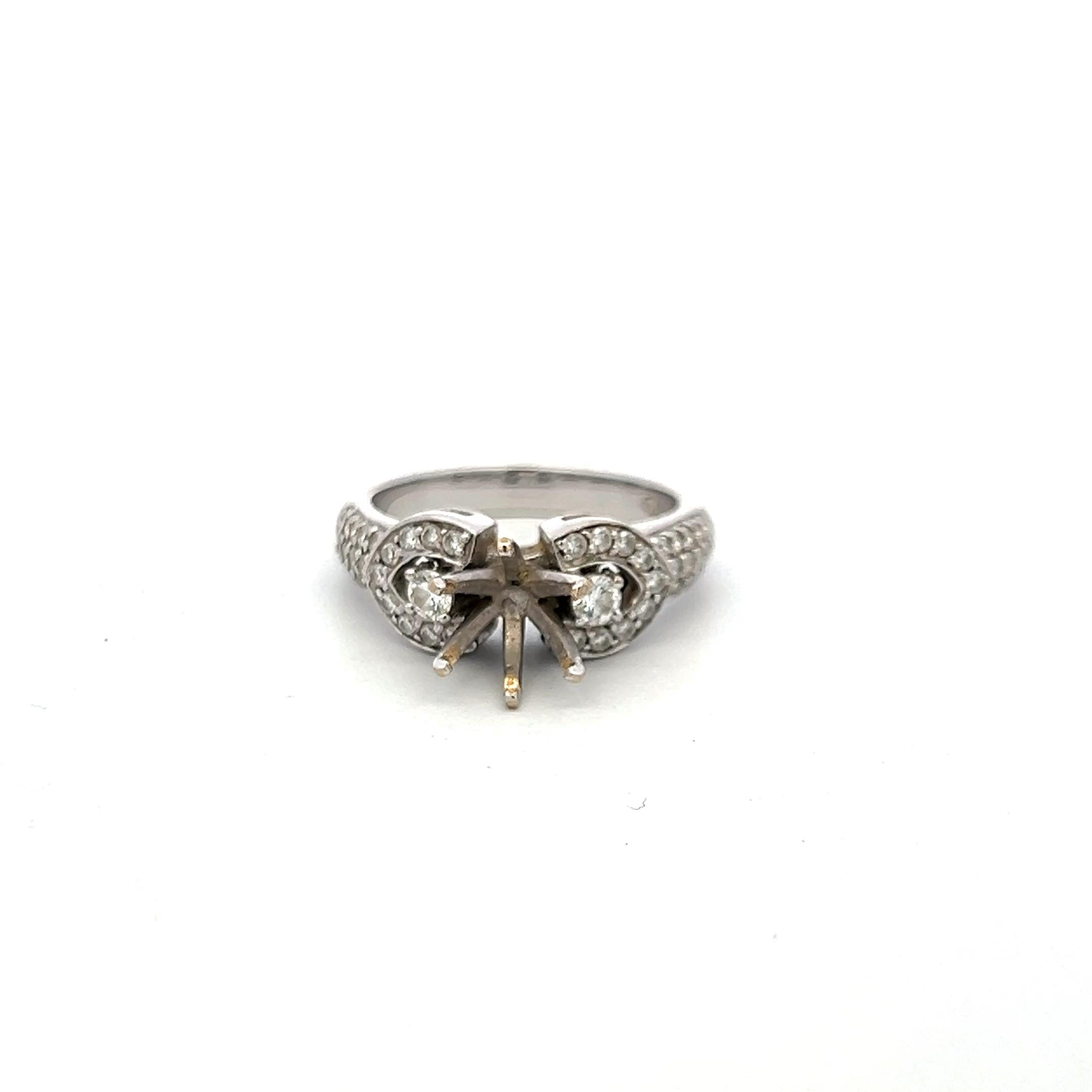 0.90 Carat Round Brilliant I SI Diamond 18 Karat White Gold Semi Mount Ring