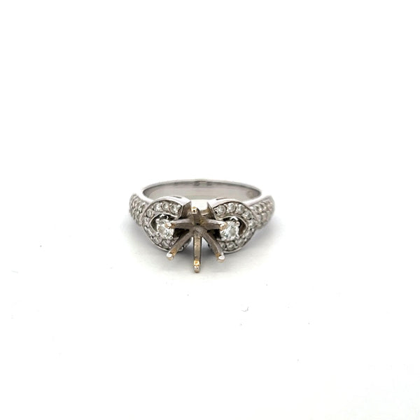 0.90 Carat Round Brilliant I SI Diamond 18 Karat White Gold Semi Mount Ring