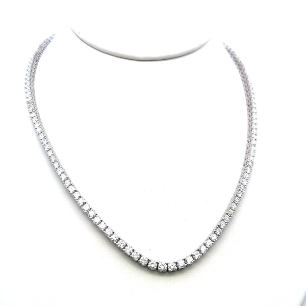 15.63 Carat Round Brilliant G VS Diamond 14 Karat White Gold Riviera Necklace