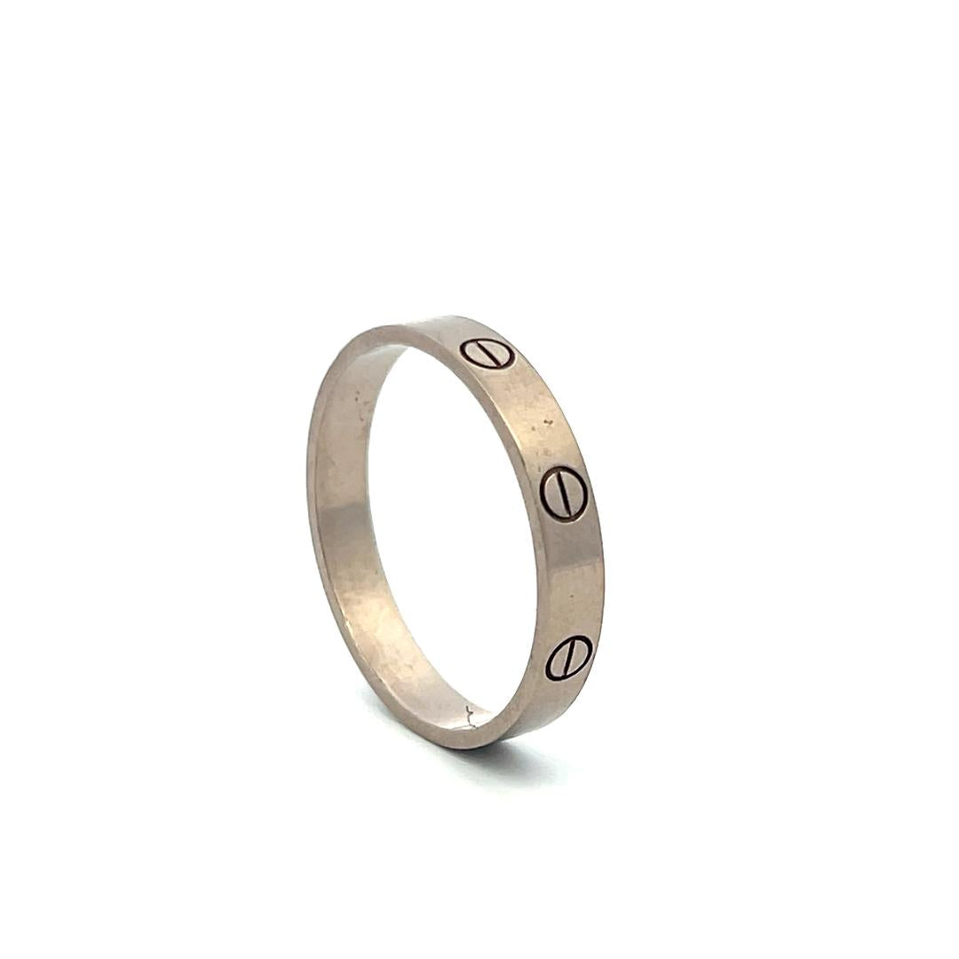 Cartier 18 Karat White Gold Love Ring Size 11.25 3.6MM