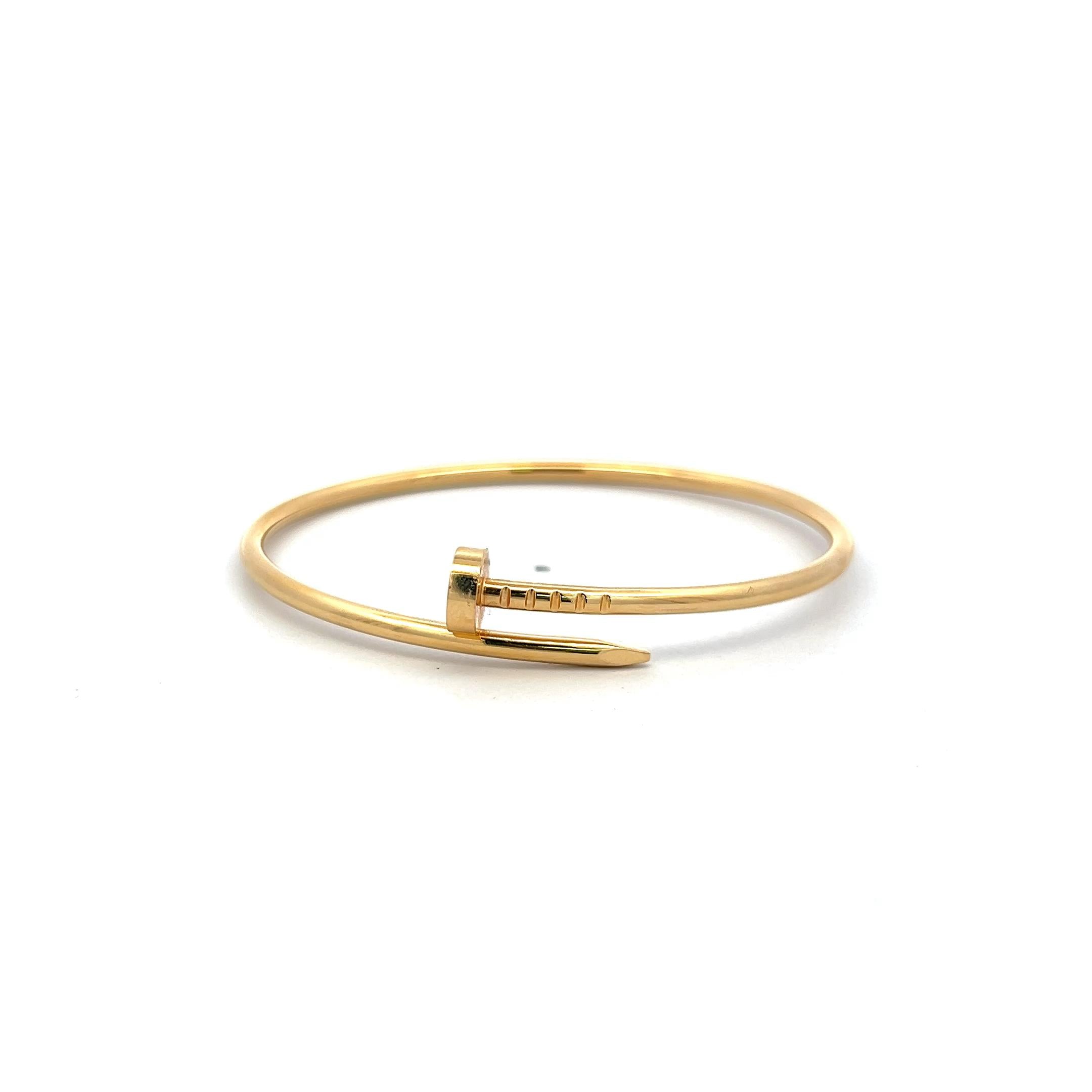 Cartier 18 Karat Yellow Gold Juste Un Clou Bracelet Size 16 2.5MM