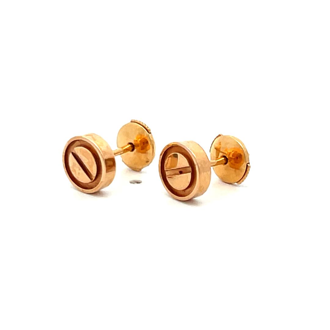 Cartier Vintage 3 Grams 18 Karat Rose Gold Stud Earrings