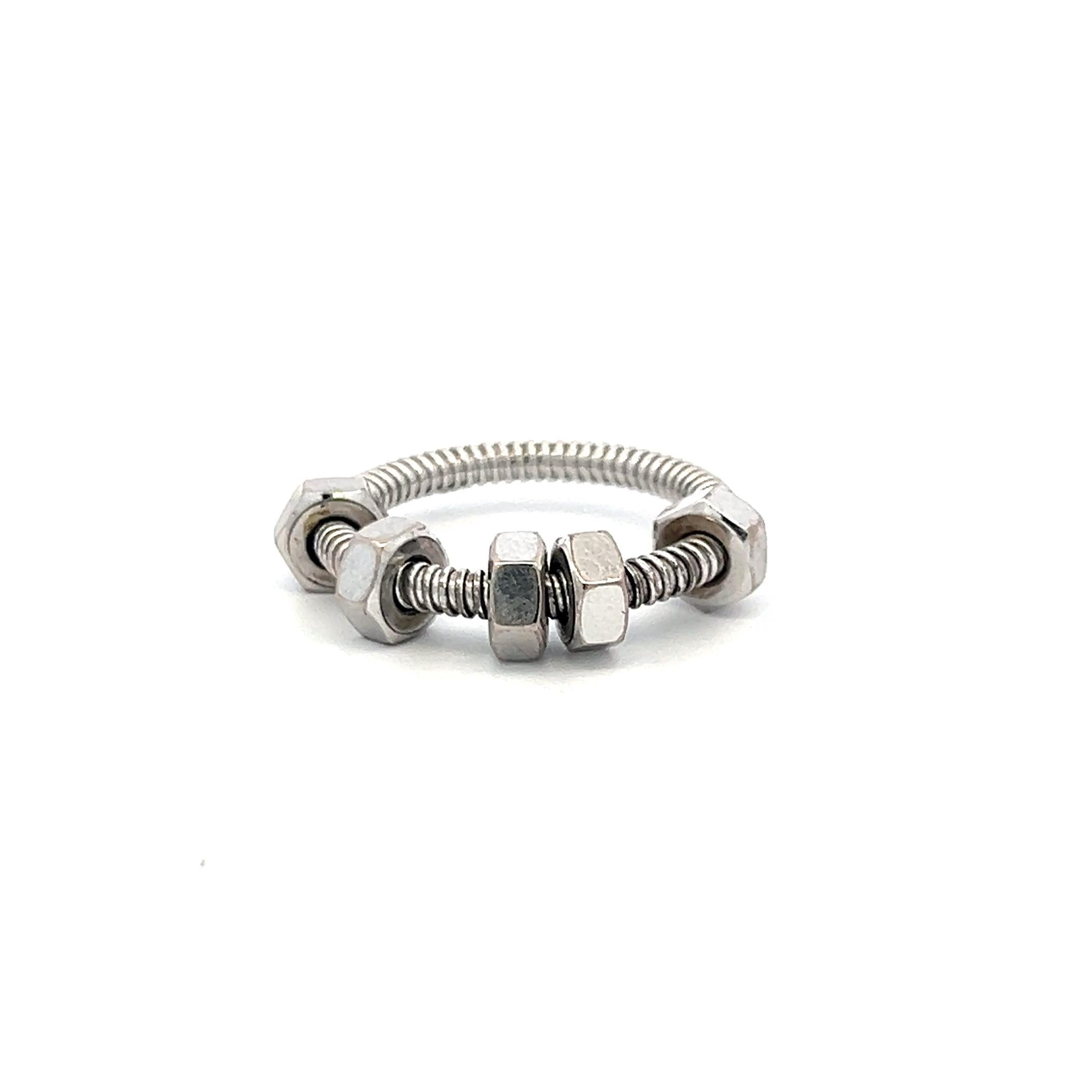 Cartier Vintage 8.20 Grams 18 Karat White Gold Ecrou Ring Size 3.75