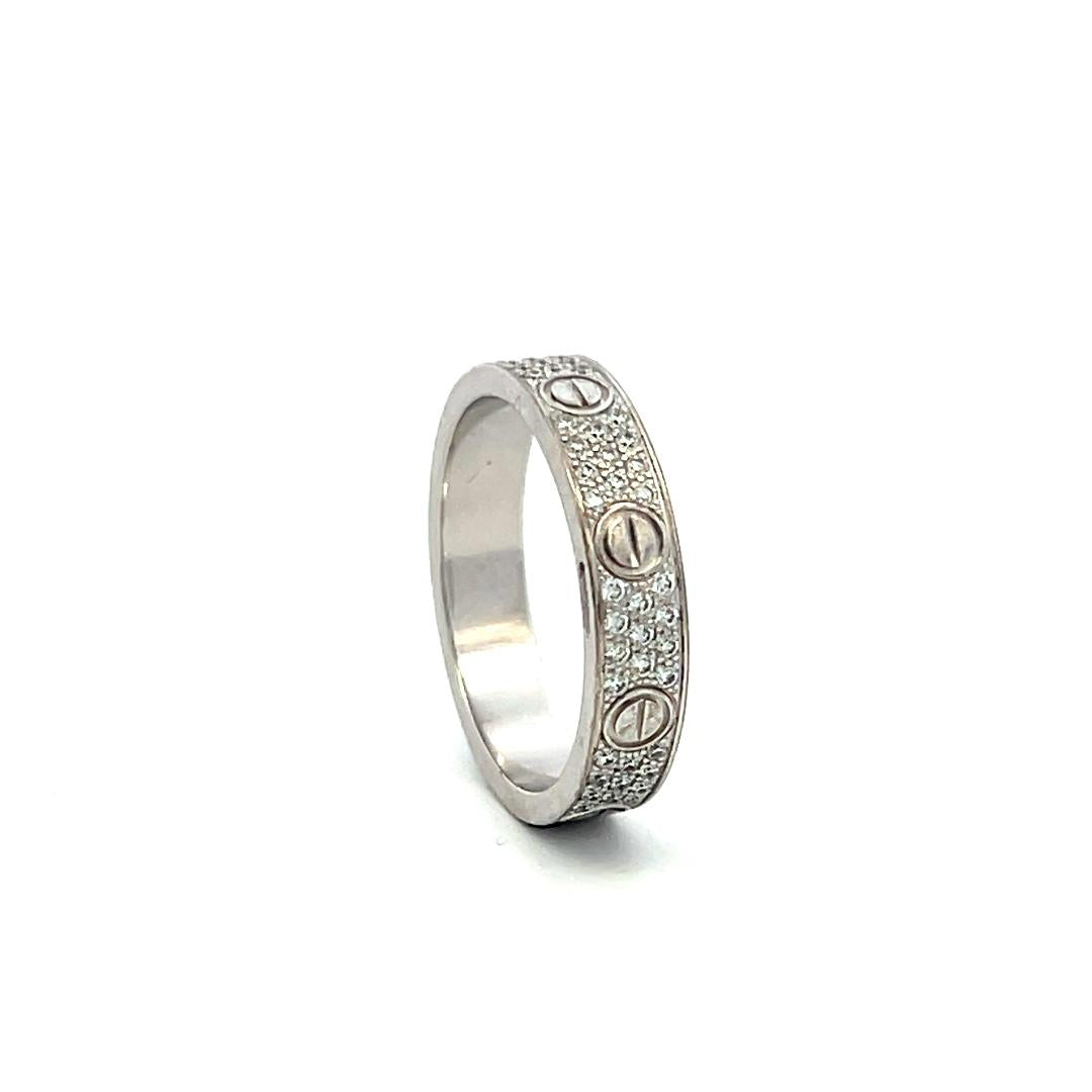Cartier 0.31 Carat Round Brilliant F VS Diamond 18 Karat White Gold Love Ring