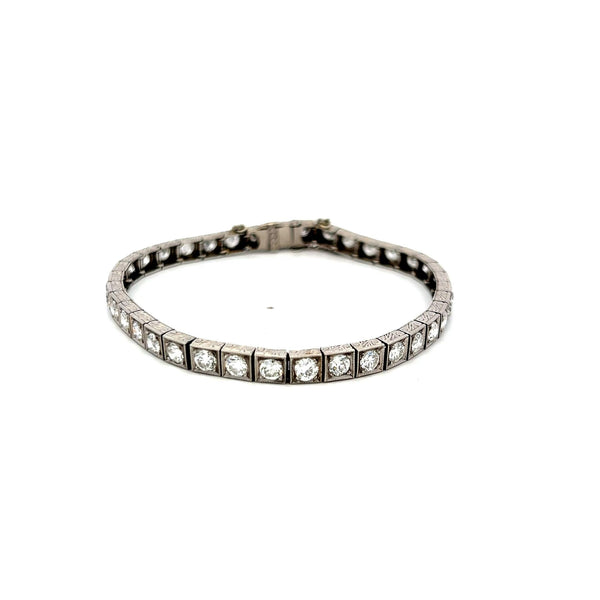 5.55 Carat Old European Cut G VS Diamond Platinum Tennis Bracelet