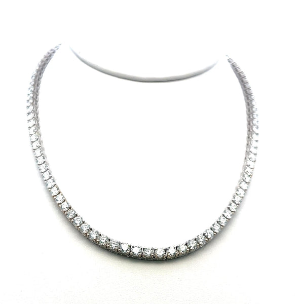 20.02 Carat Round Brilliant G VS Diamond 18 Karat White Gold Riviera Necklace