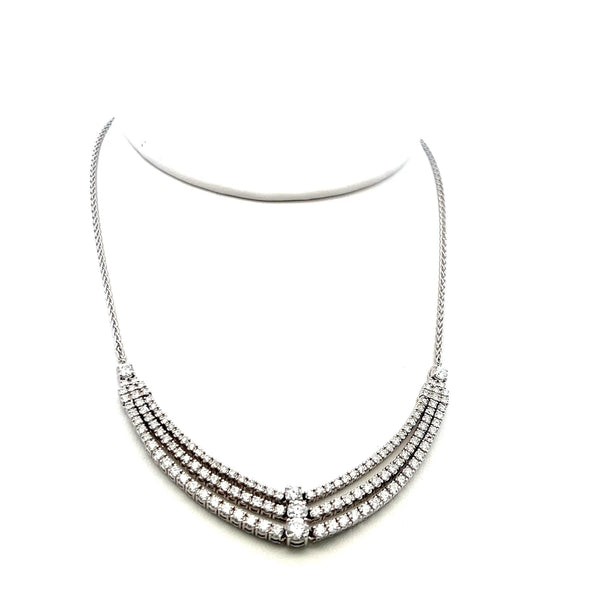 4.27 Carat Round Brilliant H VS Diamond 18 Karat White Gold Statement Necklace