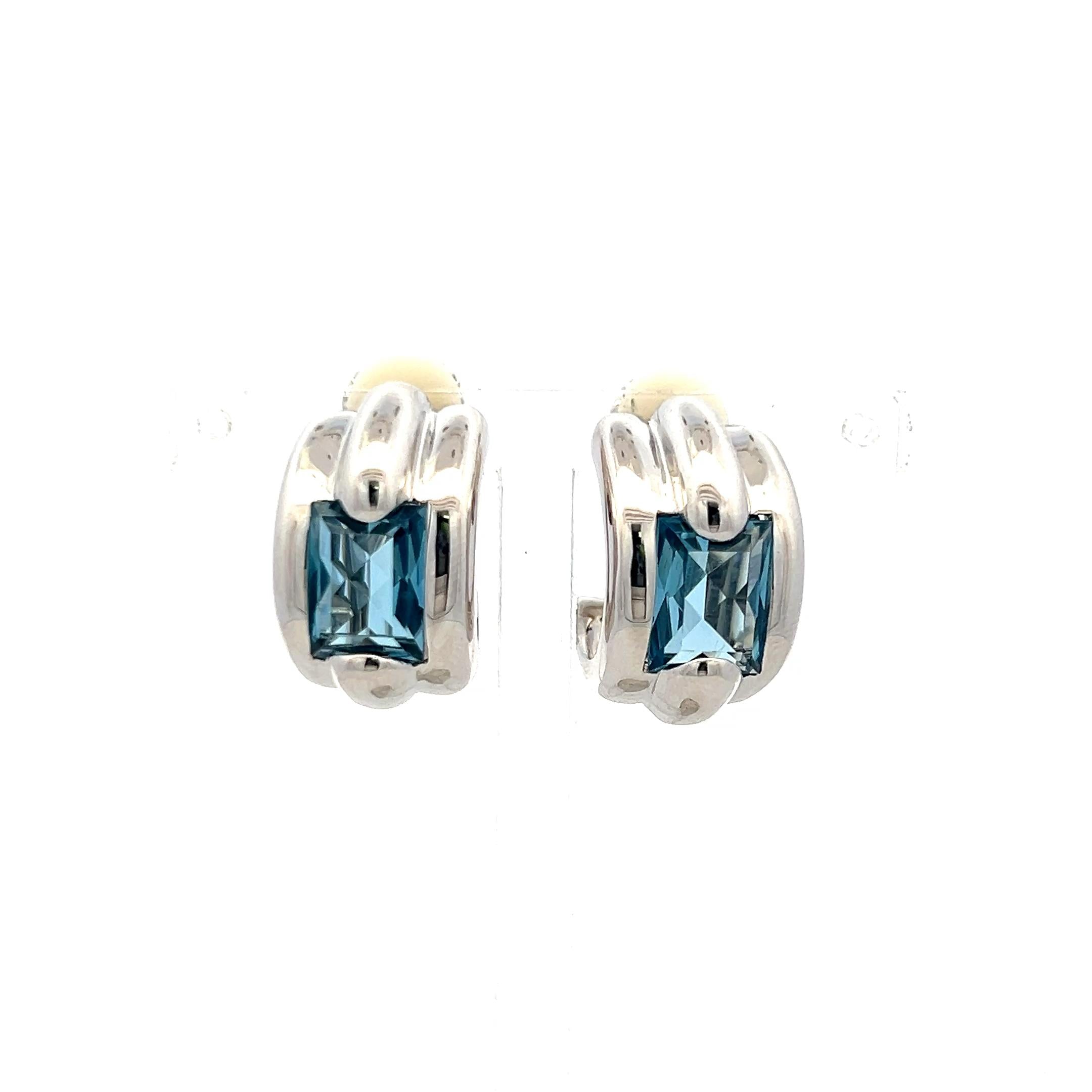 Audemars Piguet 4.00 Carat Emerald Cut 18 Karat White Gold Clip On Earrings