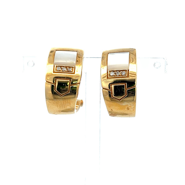Audemars Piguet 0.07 Carat Round Diamond 18 Karat Yellow Gold Clip On Earrings