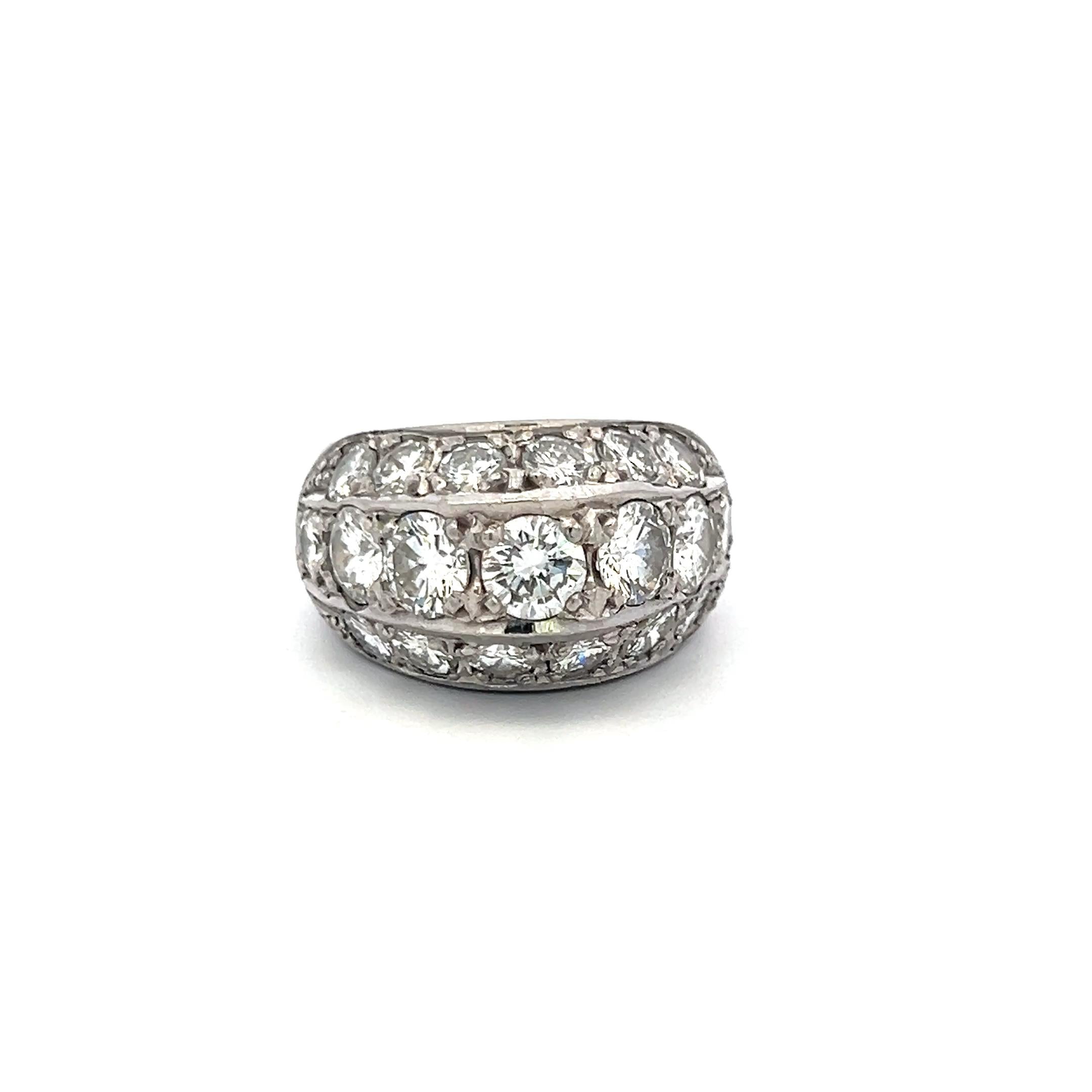 Vintage Platinum Cocktail Ring with 5.35 Carat Round E VS Diamonds Size 5.75