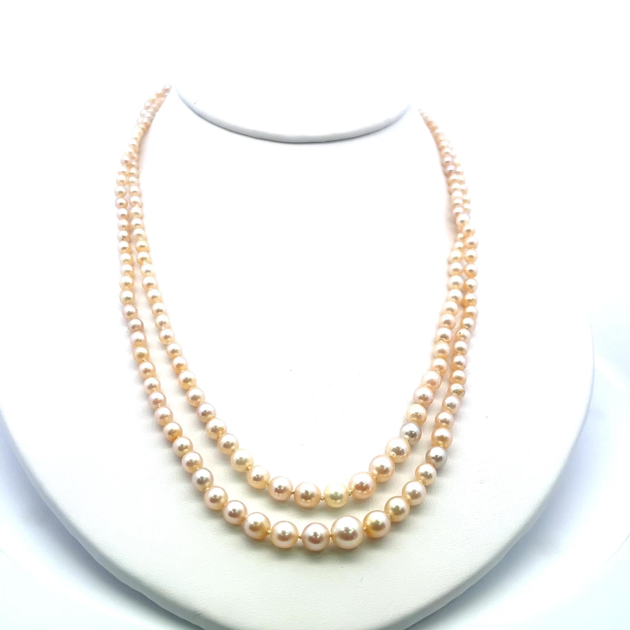 1.55 Carat Marquis Shape Diamond 2.65-7.11MM Pearl 18K White Gold Beed Necklace