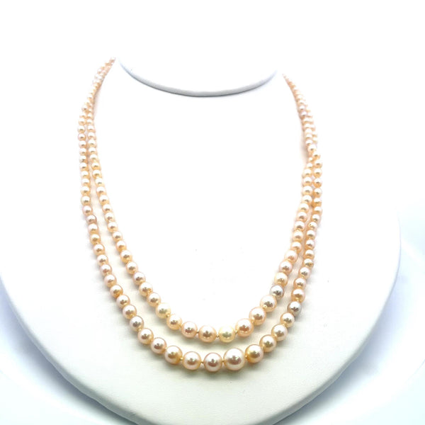 1.55 Carat Marquis Shape Diamond 2.65-7.11MM Pearl 18K White Gold Beed Necklace