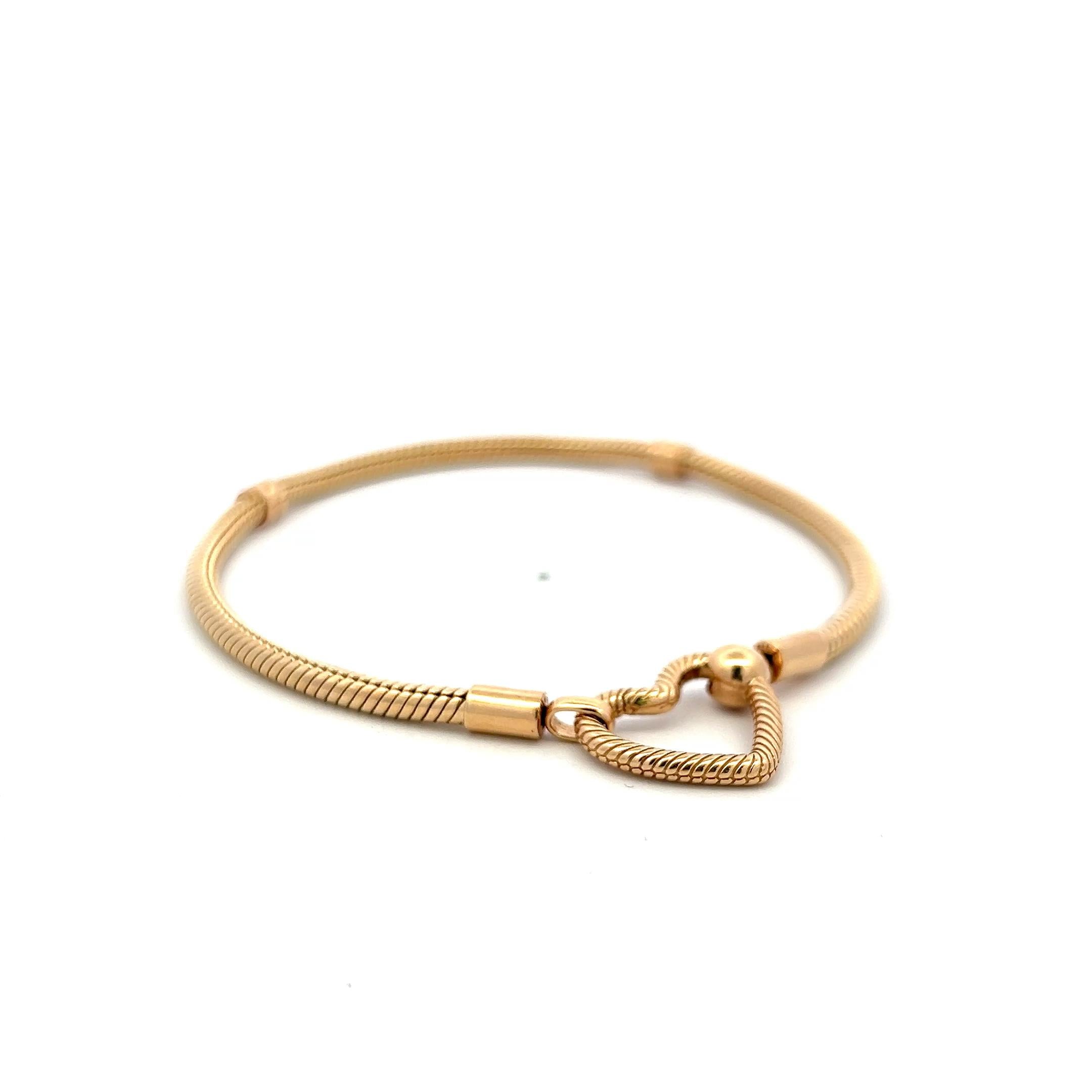 Pandora Vintage 14K Yellow Gold Heart Chain Bracelet 19.5g