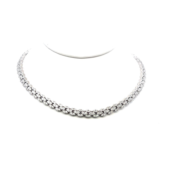 8.00 Carat Round Brilliant G VS Diamond 18 Karat White Gold Cluster Necklace