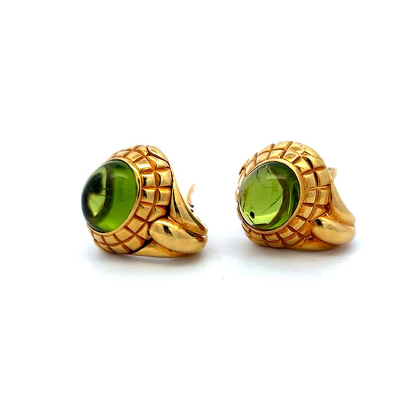 9-10.06 MM Peridot 19.20 Grams 18 Karat Yellow Gold Clip On Earrings