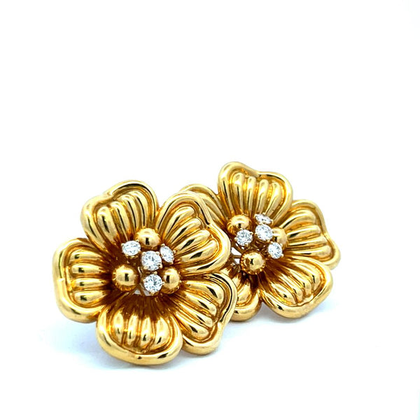 1.00 Carat Round Brilliant H VS Diamond 18 Karat Yellow Gold Clip On Earrings