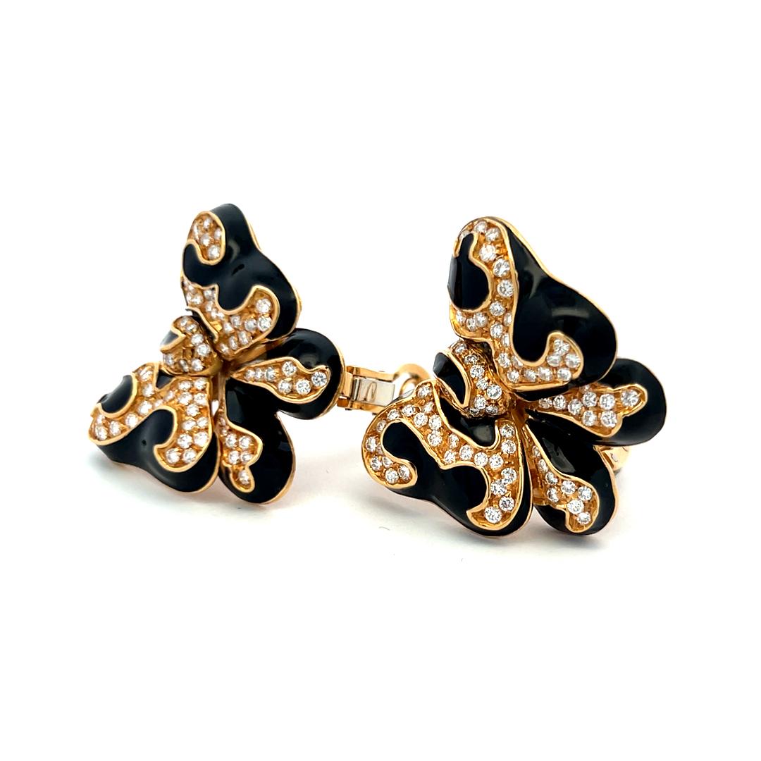 3.00 Carat Round Brilliant G VS Diamond 18 Karat Yellow Gold Butterfly Earrings