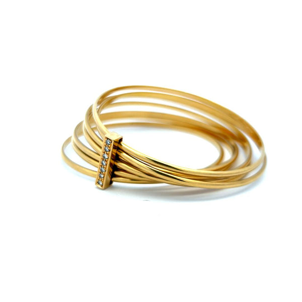 Gucci 0.35 Carat Round Brilliant Diamond 18 Karat Yellow Gold Bangle Bracelet