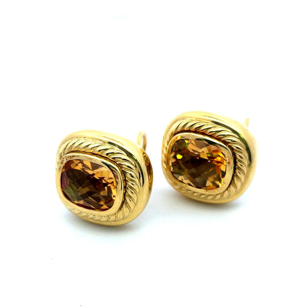 David Yurman 11-9.7MM Citrine 18 Karat Yellow Gold Clip On Earrings