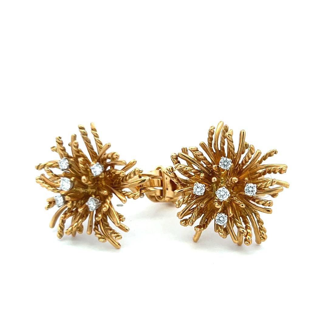 Tiffany & Co 0.50 Carat Round Diamond 18 Karat Yellow Gold Clip On Earrings