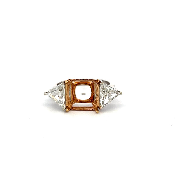 1.60 Carat Triangular Shape Diamond 18K Two Tone Gold/Platinum Semi Mount Ring