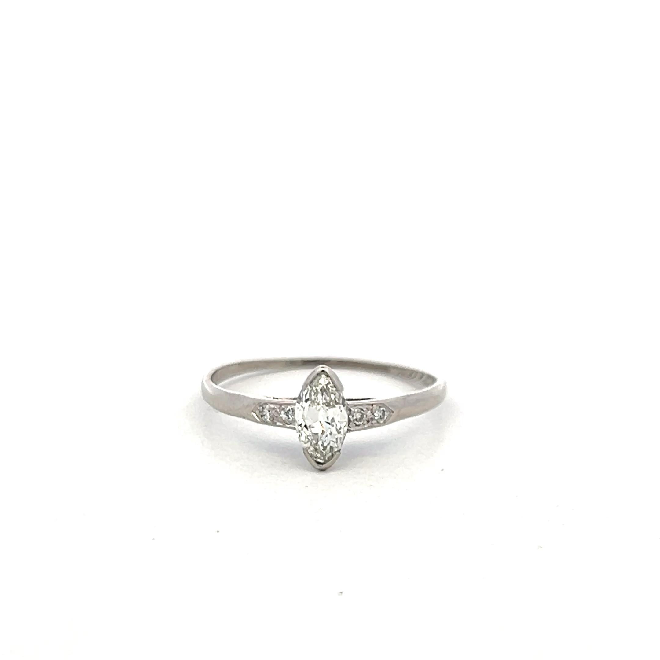 Platinum Engagement Ring with 0.48ct Marquis & Circular Diamonds H SI2 GIA