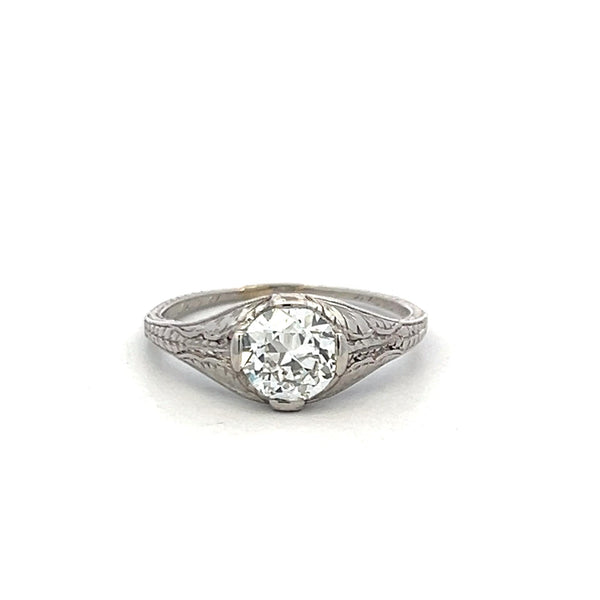 Vintage 1.02ct Circular Brilliant Cut Diamond Platinum Engagement Ring (I VS2)