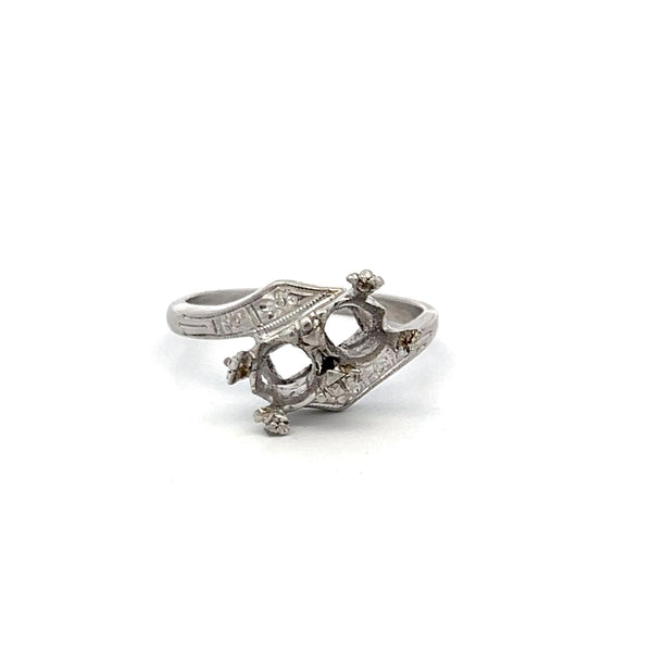 Platinum Semi Mount Two-Stone Ring Size 7.5 Holds 0.75 Carat Each