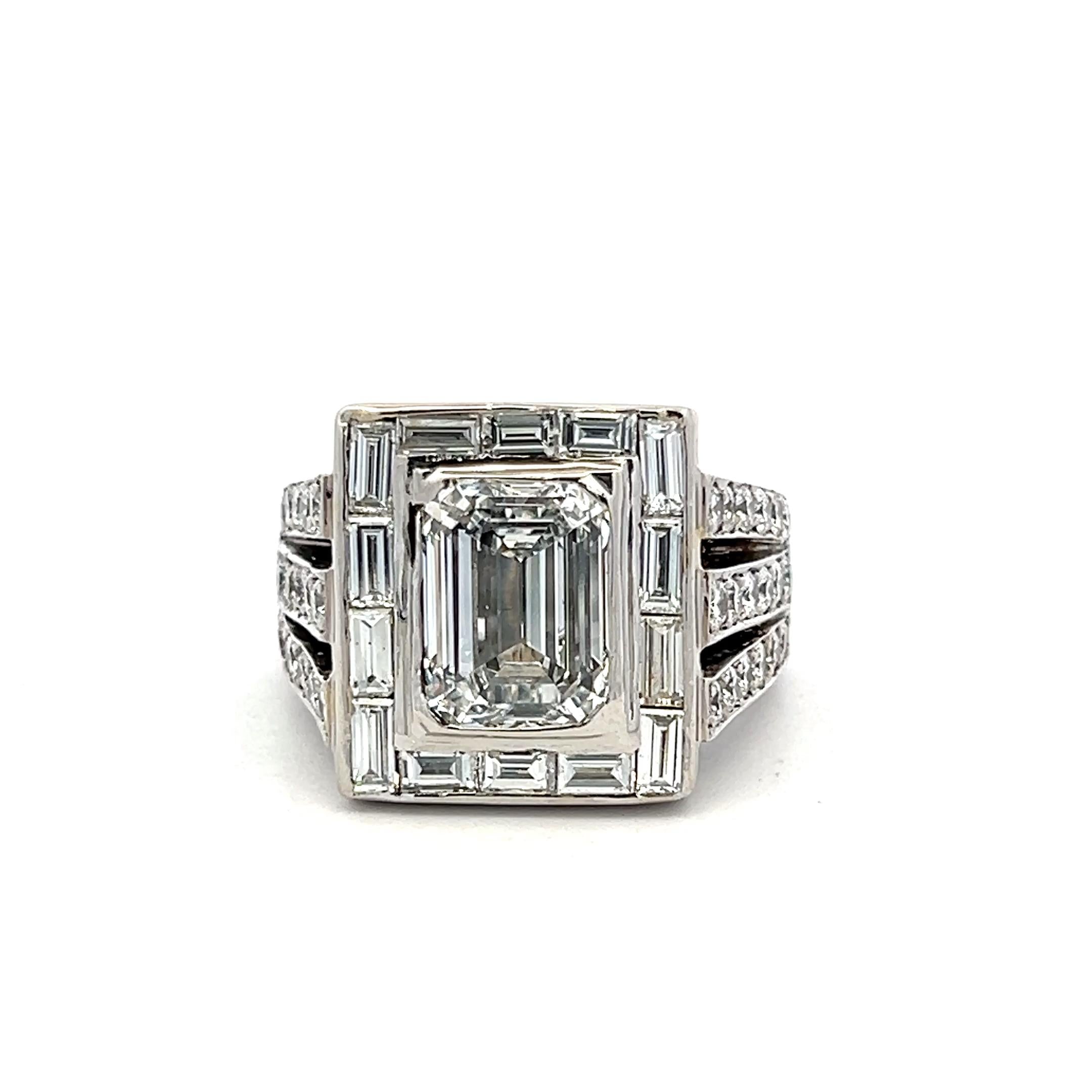 Platinum Engagement Ring with 4.14ct Lab-Grown and 2.7ct Natural Diamonds