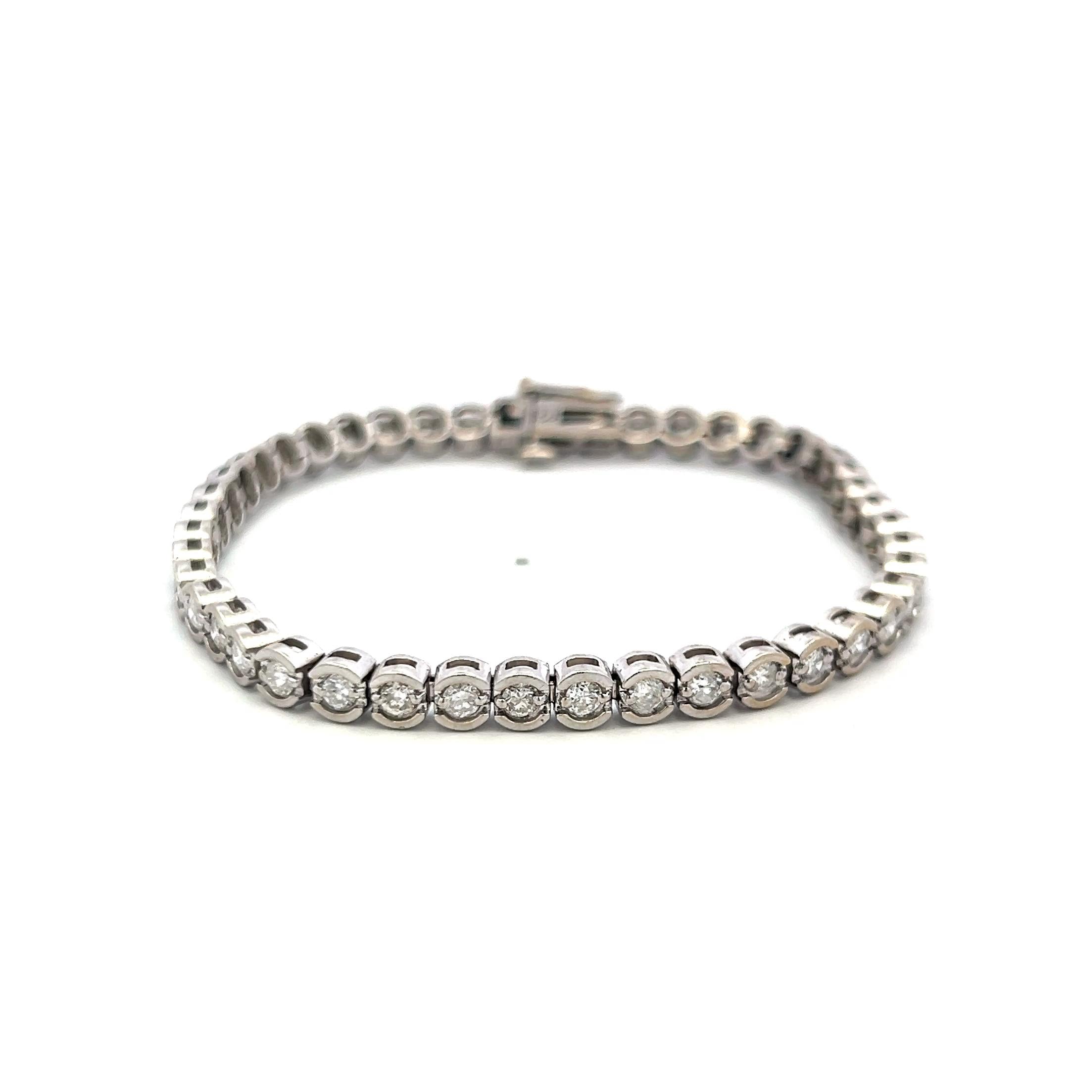 2.60ct Round Brilliant Diamond Tennis Bracelet in 14K White Gold (F SI)