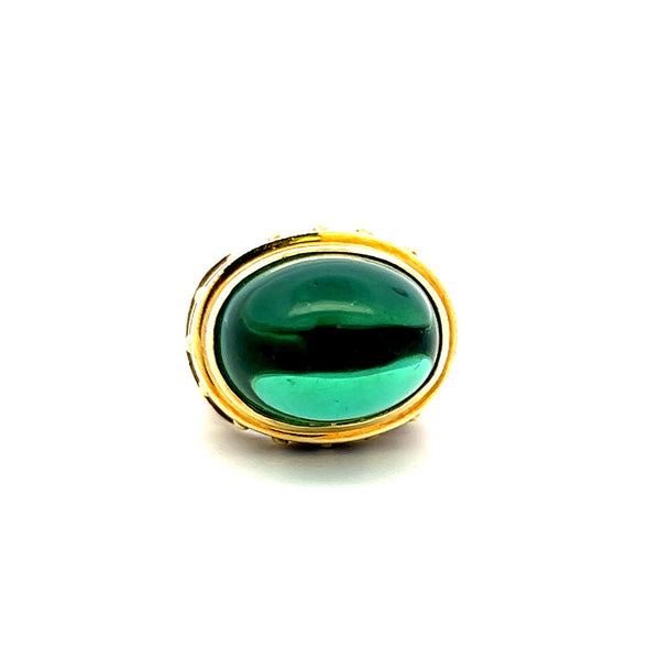 Vintage 18K Yellow Gold Cocktail Ring Featuring Tourmaline (17.4×12.6×11.3mm)