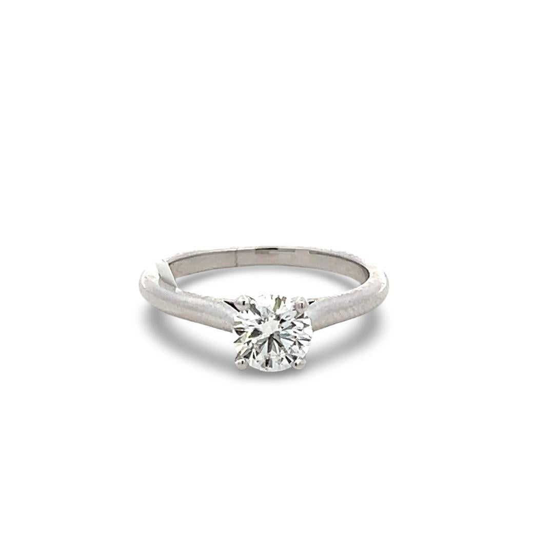 Cartier Platinum Engagement Ring with 0.74 Carat Round Diamond G VVS2 GIA