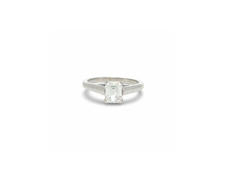 Tiffany & Co Platinum Engagement Ring with 0.85ct Emerald Cut Diamond F VVS1 GIA