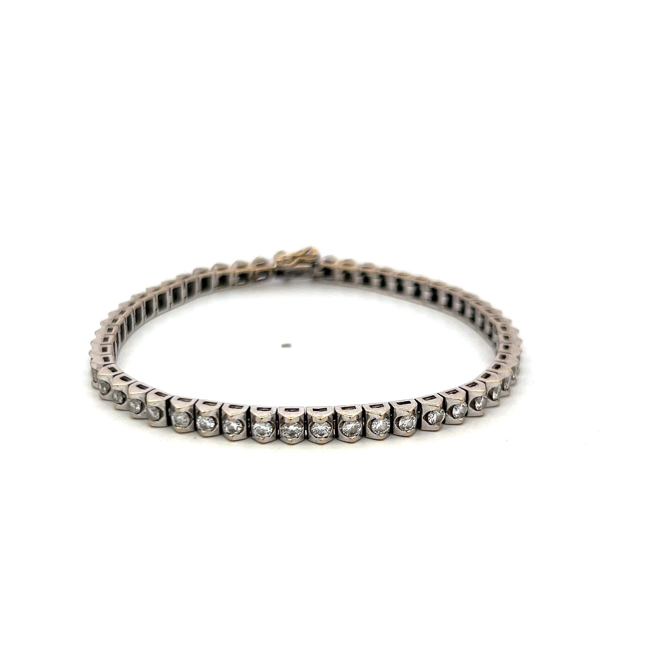 2.50ct Diamond 18K White Gold Vintage Tennis Bracelet