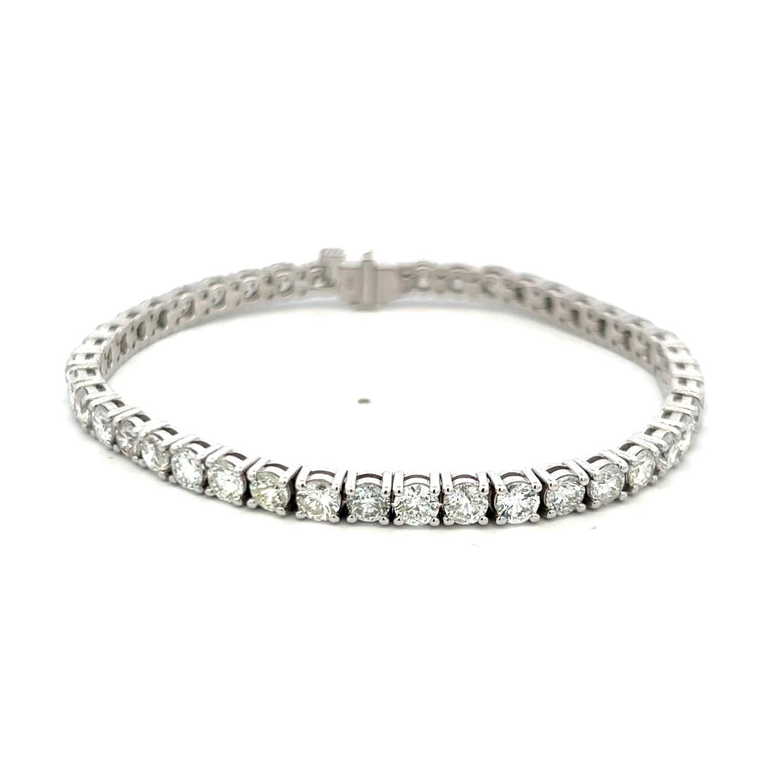New 14K White Gold Tennis Bracelet with 9.53 Carat Round H VS Diamonds