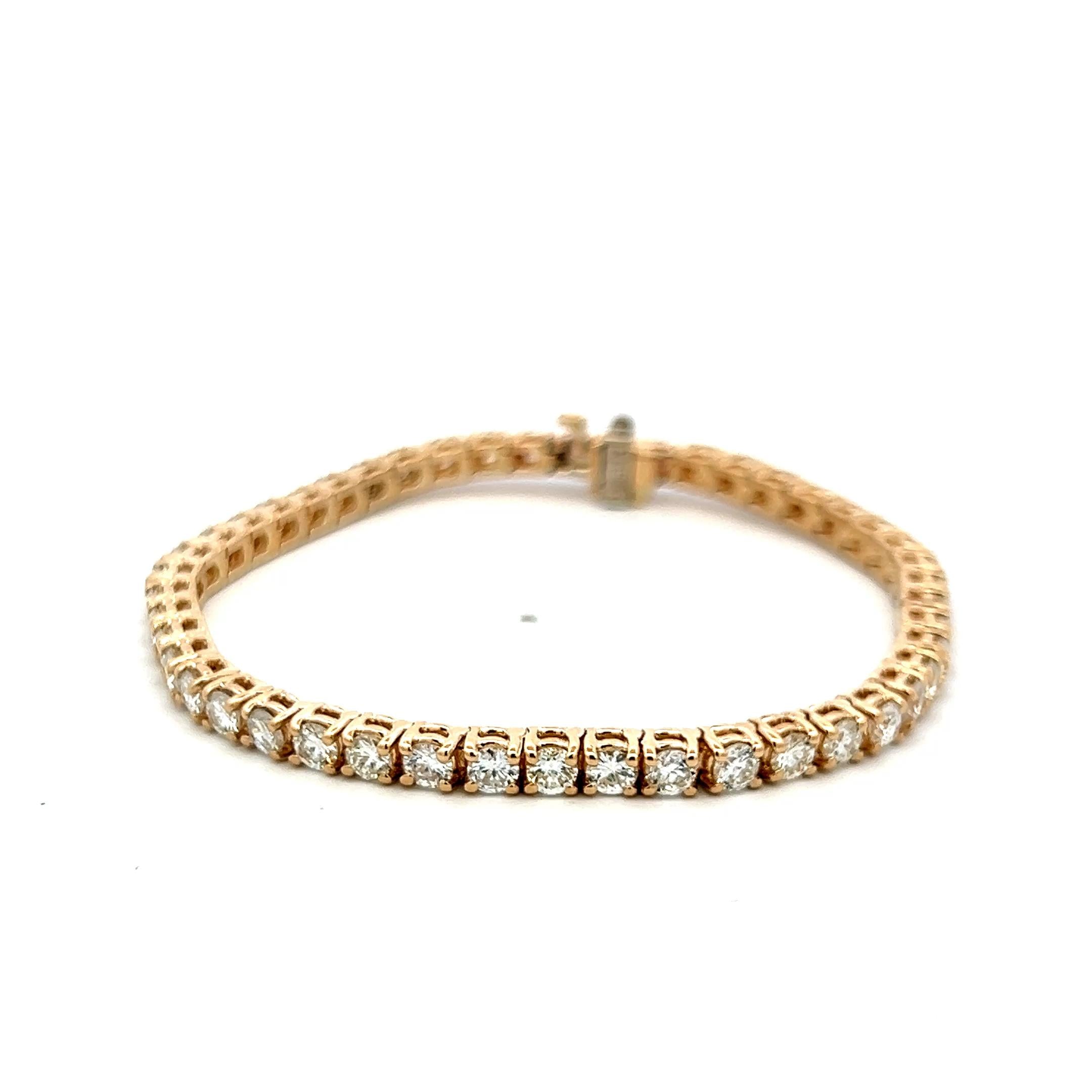 Vintage 14K White Gold Tennis Bracelet with 6.35 Carat Round G-VS Diamonds
