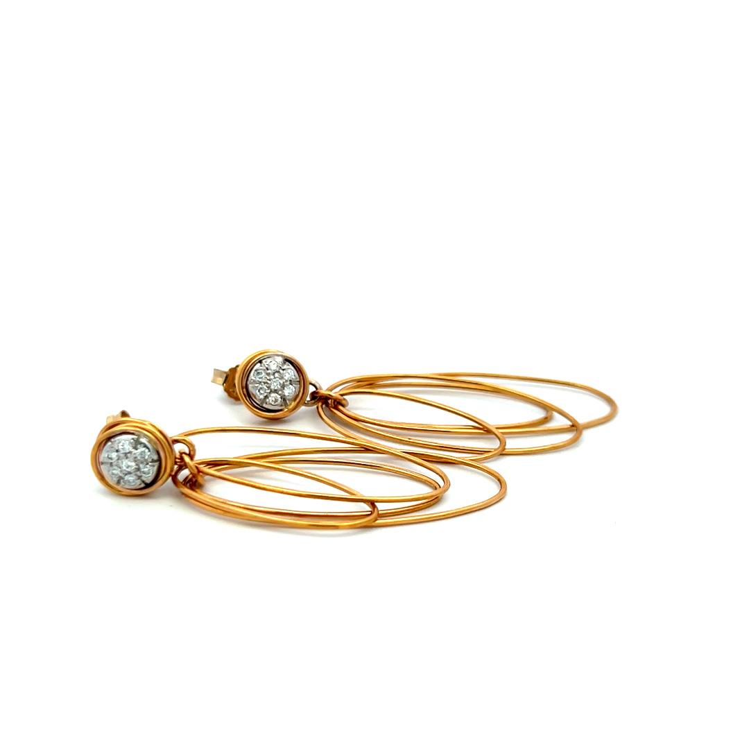 0.35ct H VS Round Diamond 18K Yellow Gold Dangling Drop Earrings