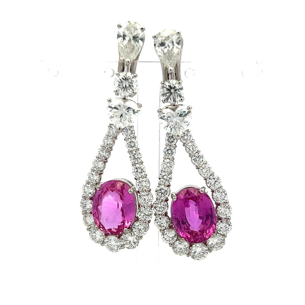 Graff 10.72 Carat Sapphire 8.90 Carat G-VS Diamond 18K WG-PLAT Dangling Earrings