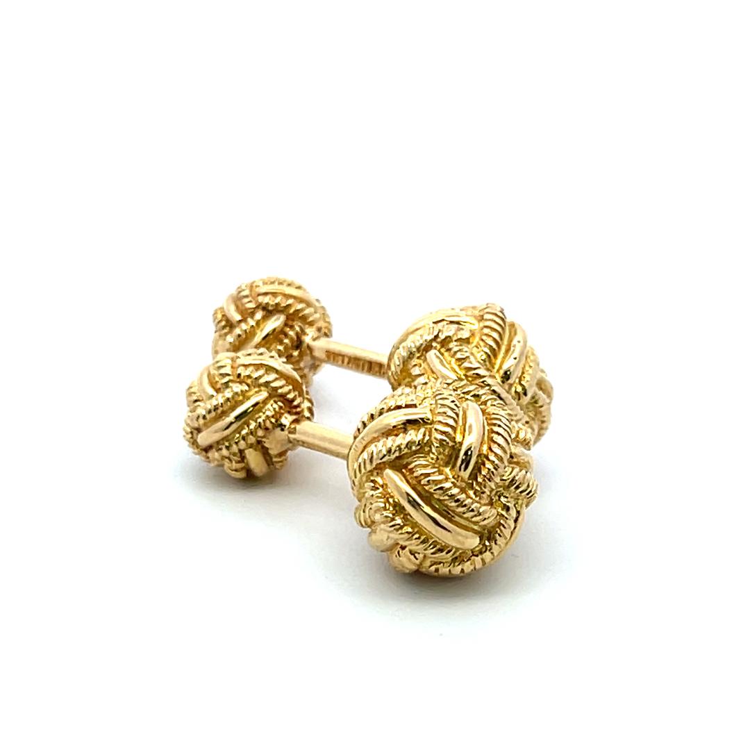 Tiffany & Co. 18K Yellow Gold Knotted Rope Design Vintage Cufflinks