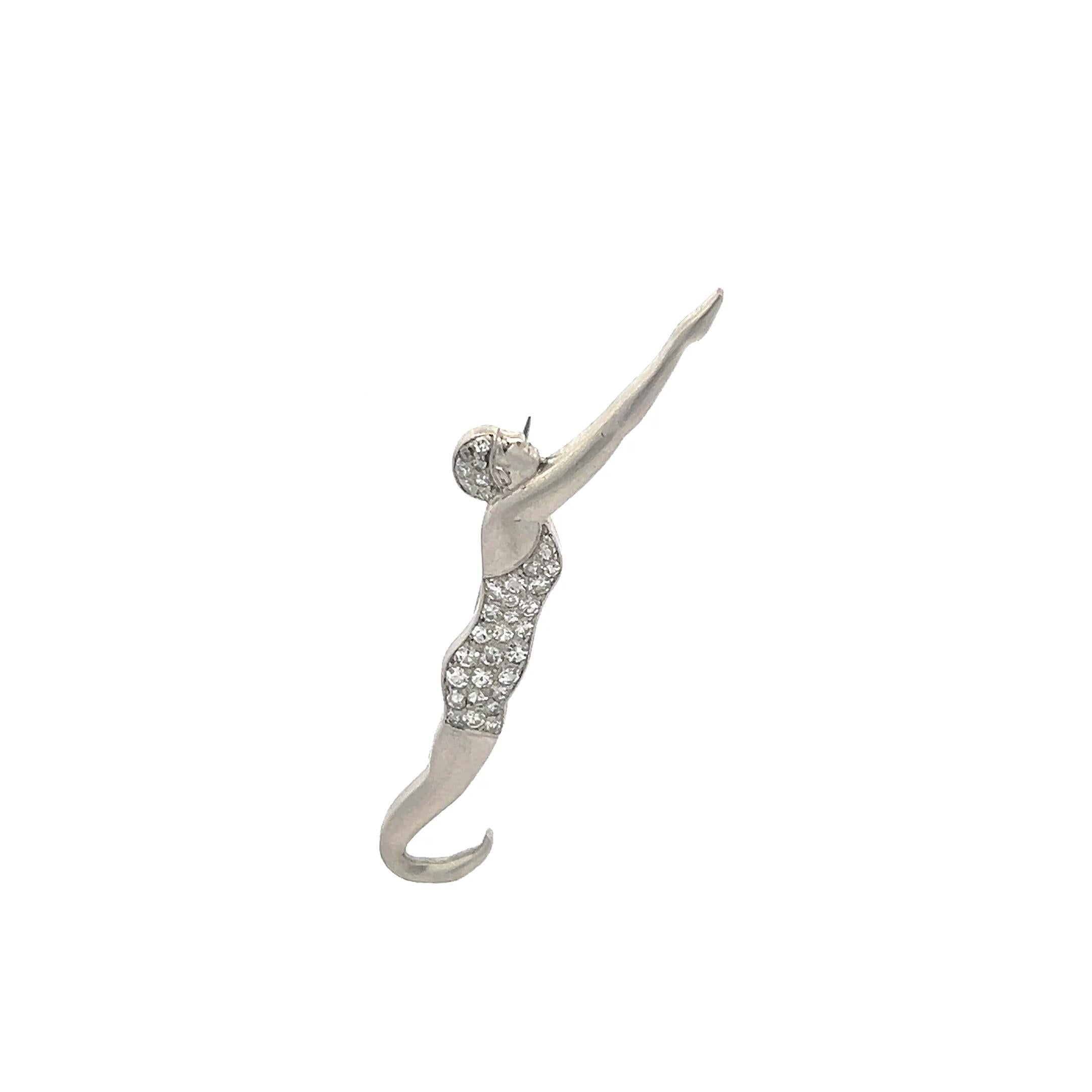 0.20 Carat Round Brilliant H VS Diamond Platinum Pin Brooch