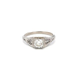 0.56 Carat Old European Cut H VS Diamond Platinum Filigree Ring