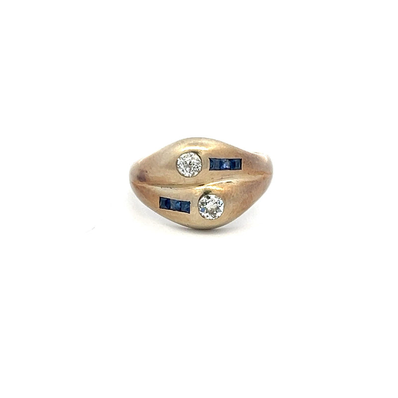 0.36 Carat Round Brilliant Diamond 0.12 Carat Sapphire 14 Karat WG Cocktail Ring