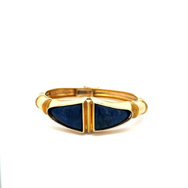 Lalaoonis 22.2-15.60MM Lapis Lazuli 18 Karat Yellow Gold Bangle Bracelet