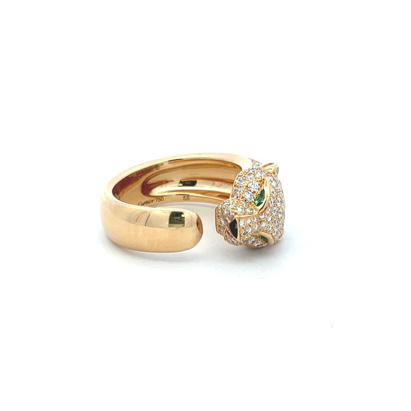 Cartier 1.15 Carat Round Brilliant Diamond 18K Yellow Gold Panthere Ring